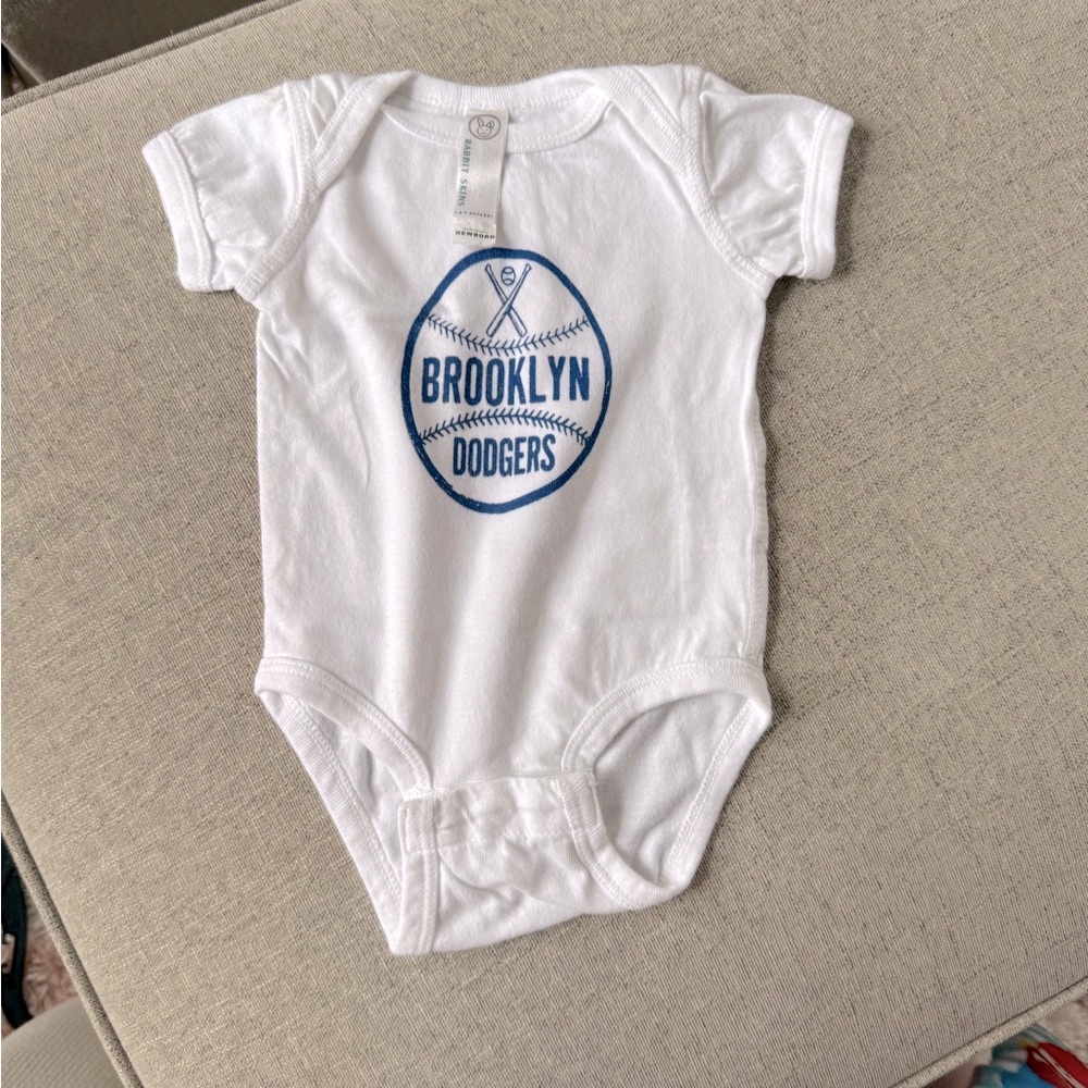 White Brooklyn Dodgers Baby Onesie